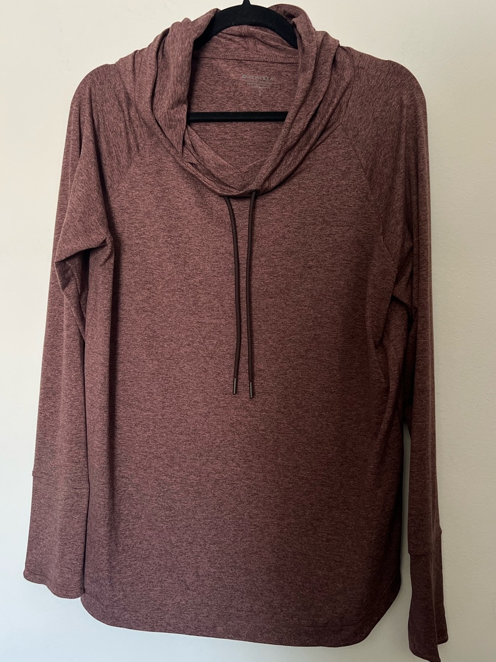 Athleta Uptempo Hoodie Longsleeve Tee Brown Heather